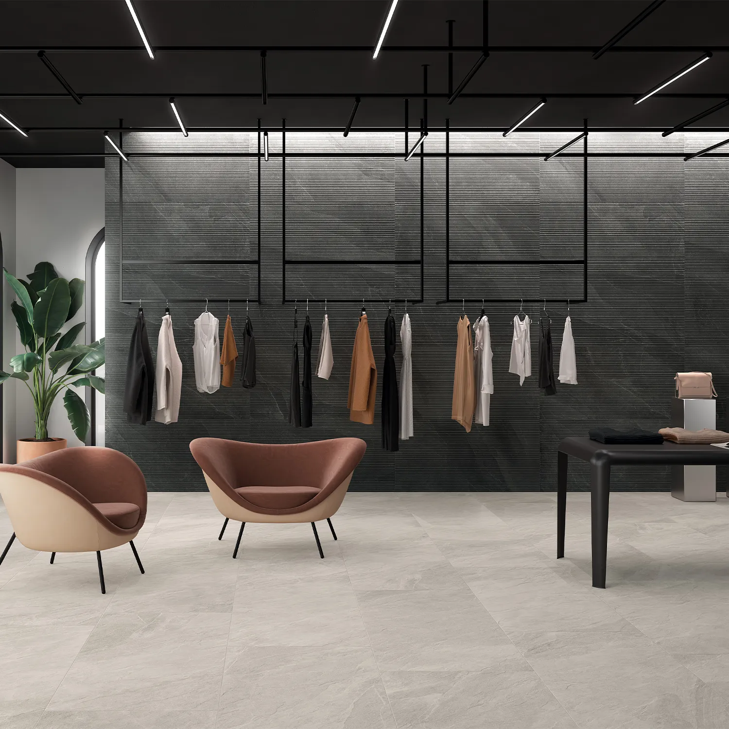 Schieferoptik Dekor Shale Dark Ribbed 60 x 120 cm