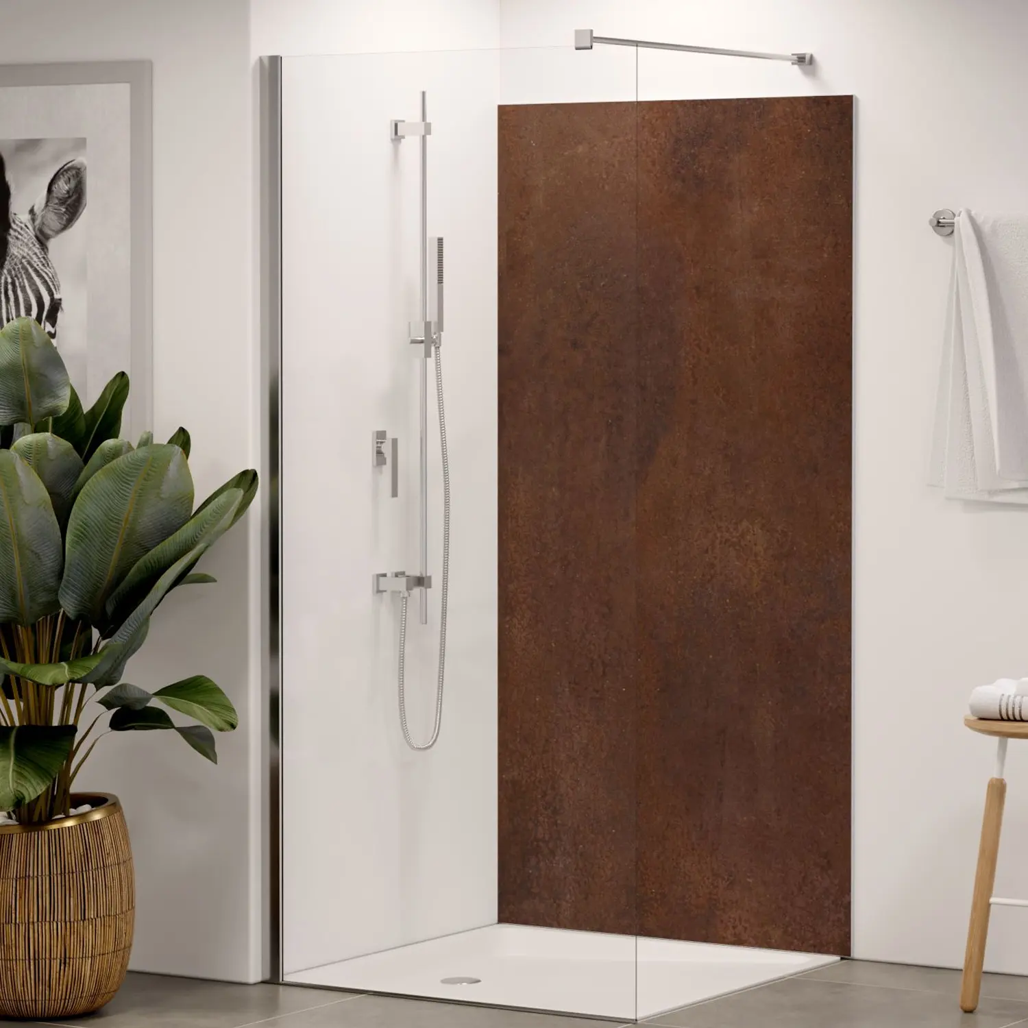 Duschrückwand Metalloptik Rost braun