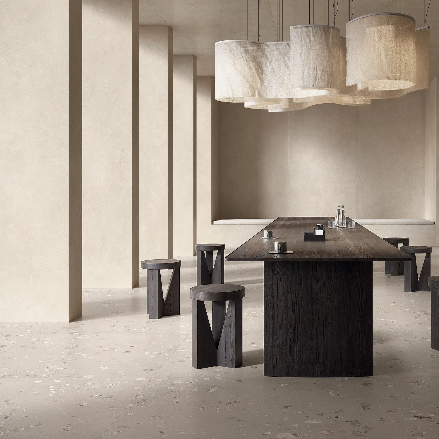 Betonoptik Fliesen I Cementi Ivory Ciottolo 120 x 120 cm