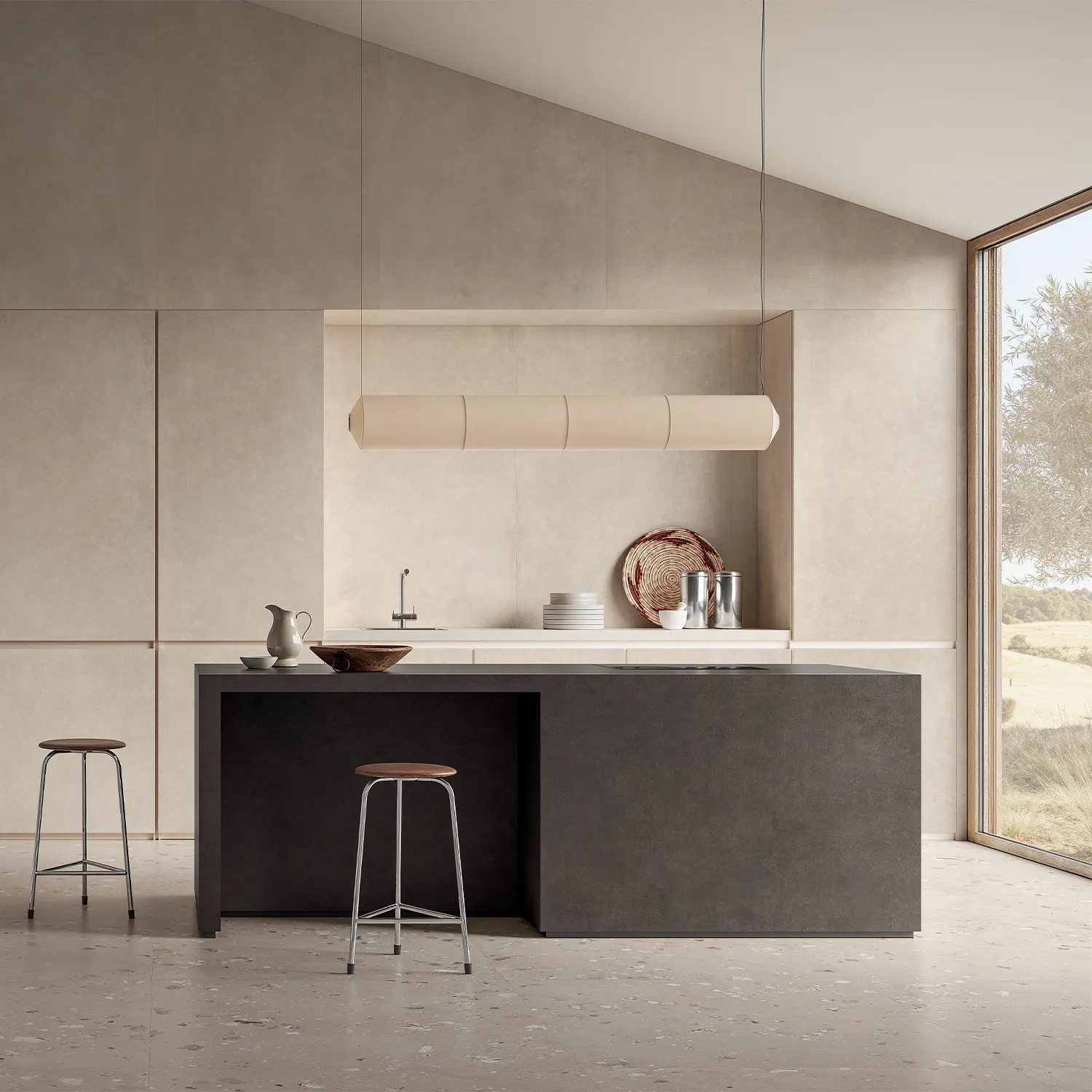 Betonoptik Fliesen I Cementi Ivory Ciottolo 120 x 120 cm