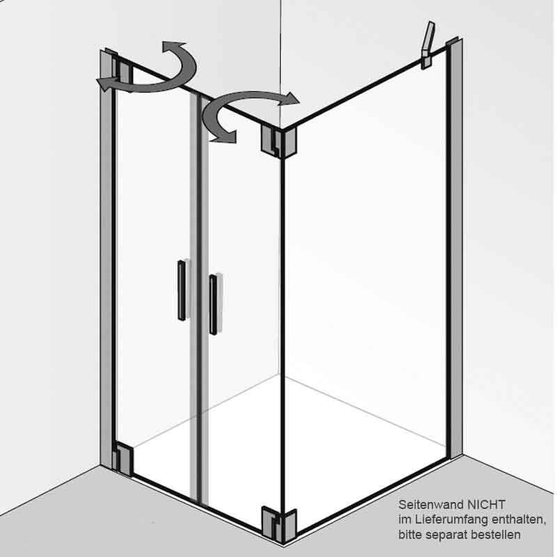 HSK K2P Pendeltür für Seitenwand 80 cm
