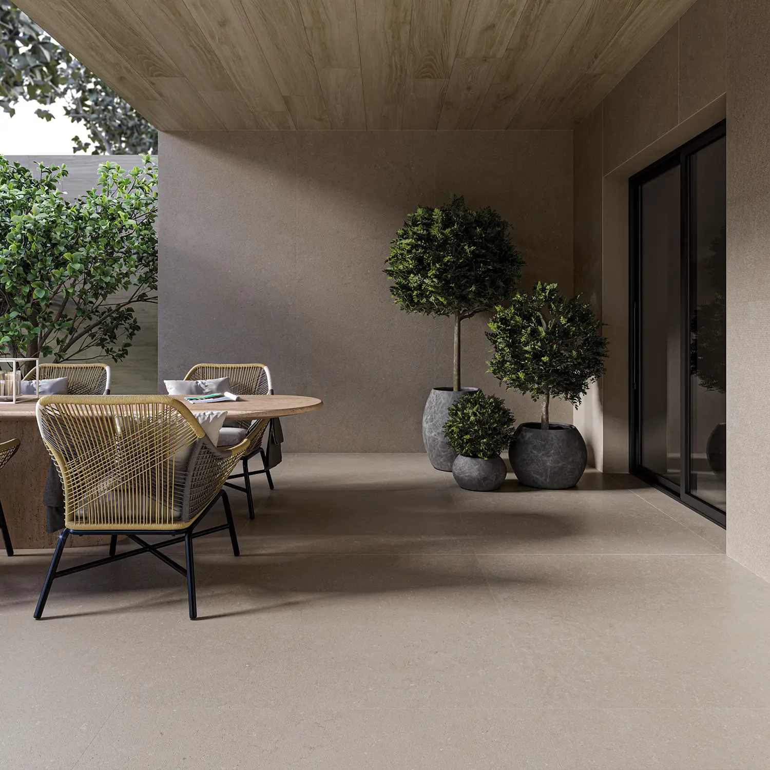 Steinoptik Bodenfliese Rift Sand 120 x 120 cm