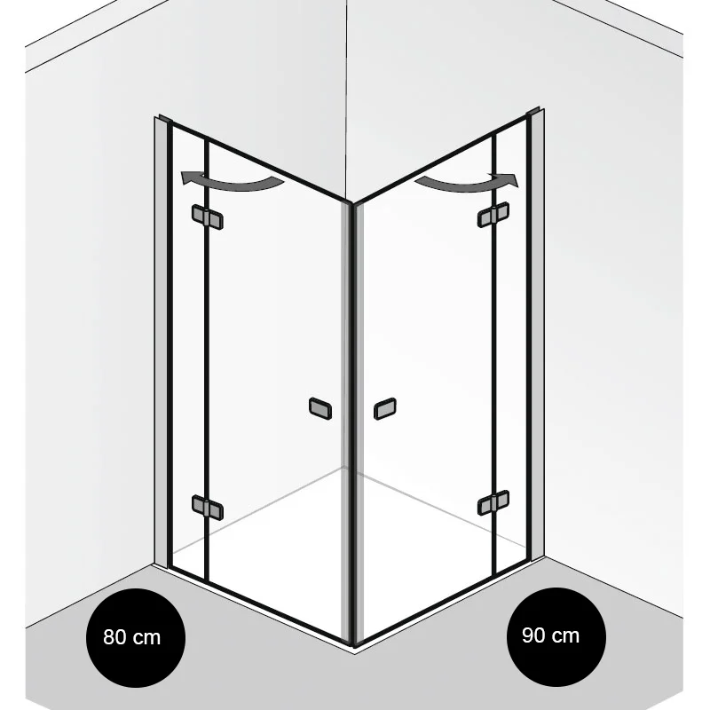 HSK Premium Softcube Eckeinstieg Duschkabine 4 tlg 80 x 90