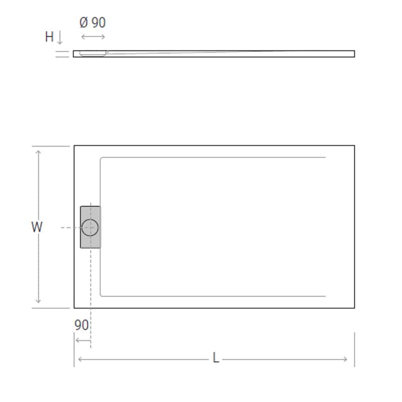 Hidrobox Pure Kromat Duschfläche 90 cm x 150 cm Graphite 90