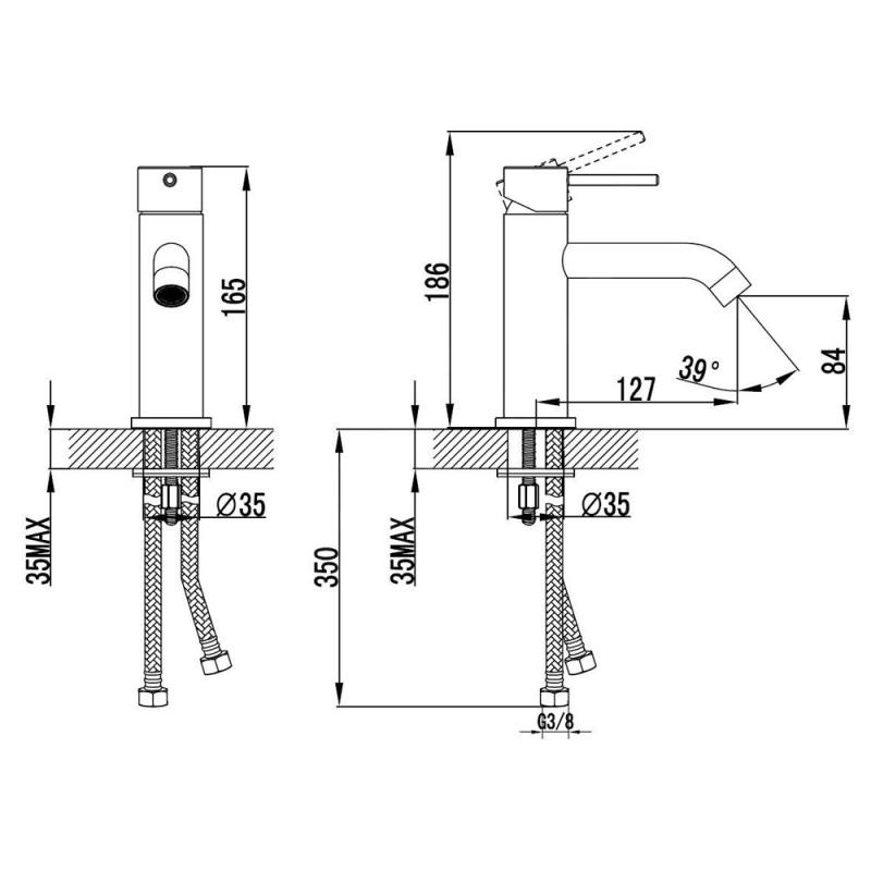 Design Waschtisch Einhebelmischer Rund Chrom