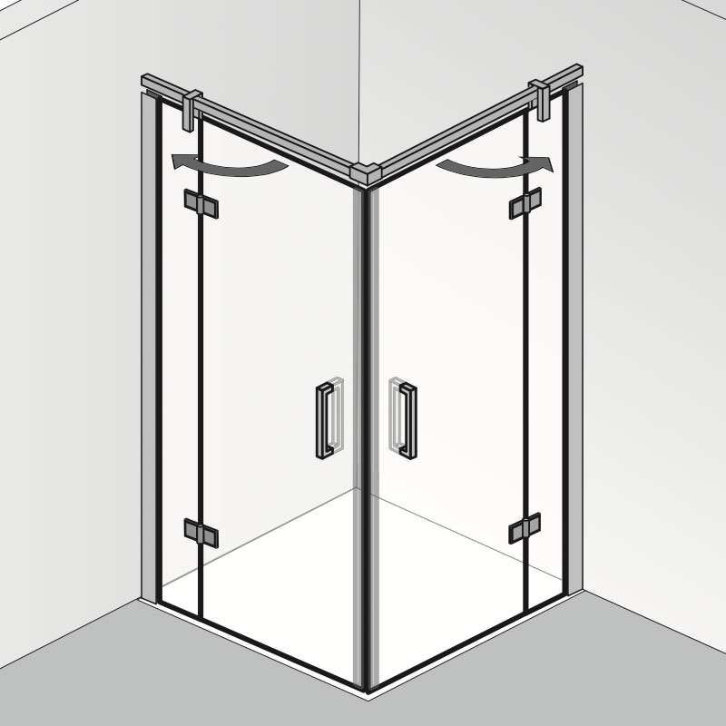 HSK Atelier Plan Eckeinstieg Duschkabine 4 teilig 80 x 80 cm
