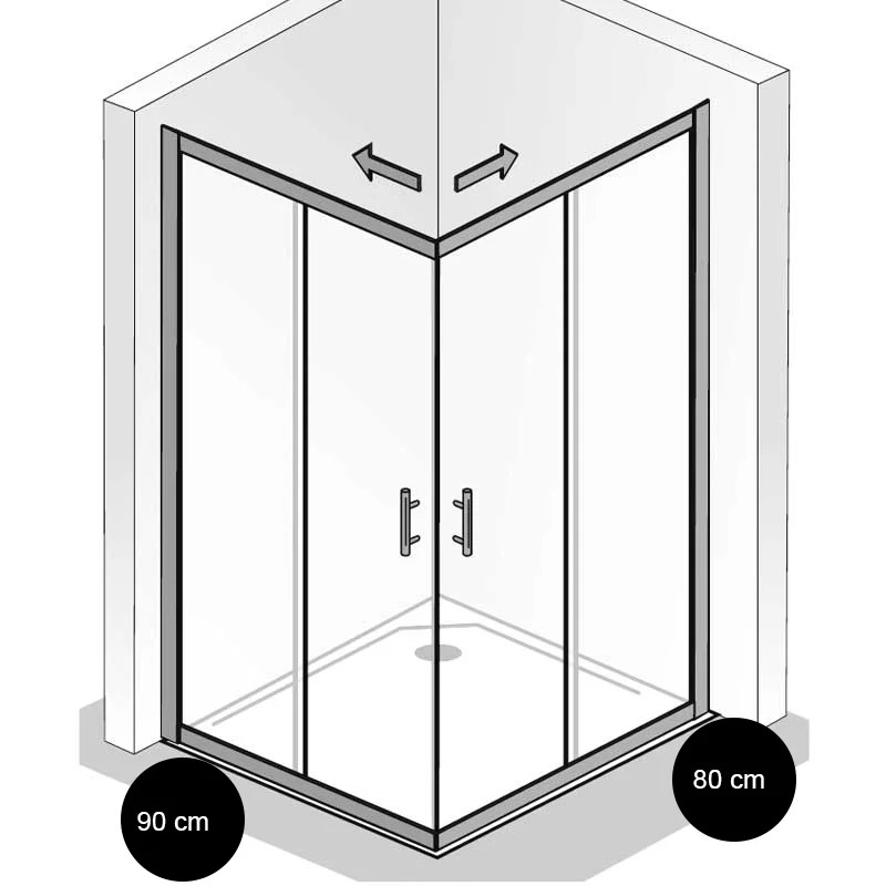 HSK Favorit Schiebetür Eckeinstieg 90 x 80 cm
