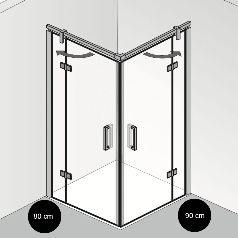 HSK Atelier Plan Eckeinstieg Duschkabine 4 teilig 80 x 90 cm