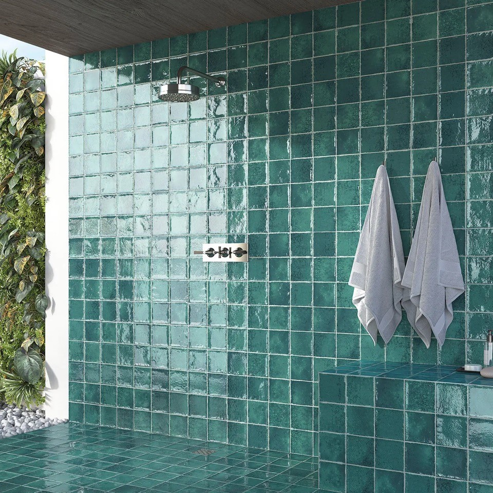 Vintage Landhaus Fliese Smaragd Grün 12 x 12 cm