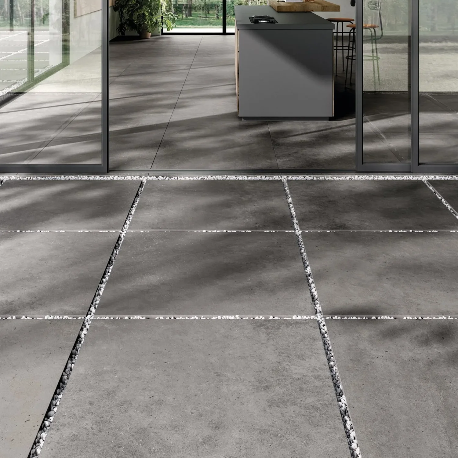 Steinoptik Terrassenplatte District Zinc 90 x 90 cm