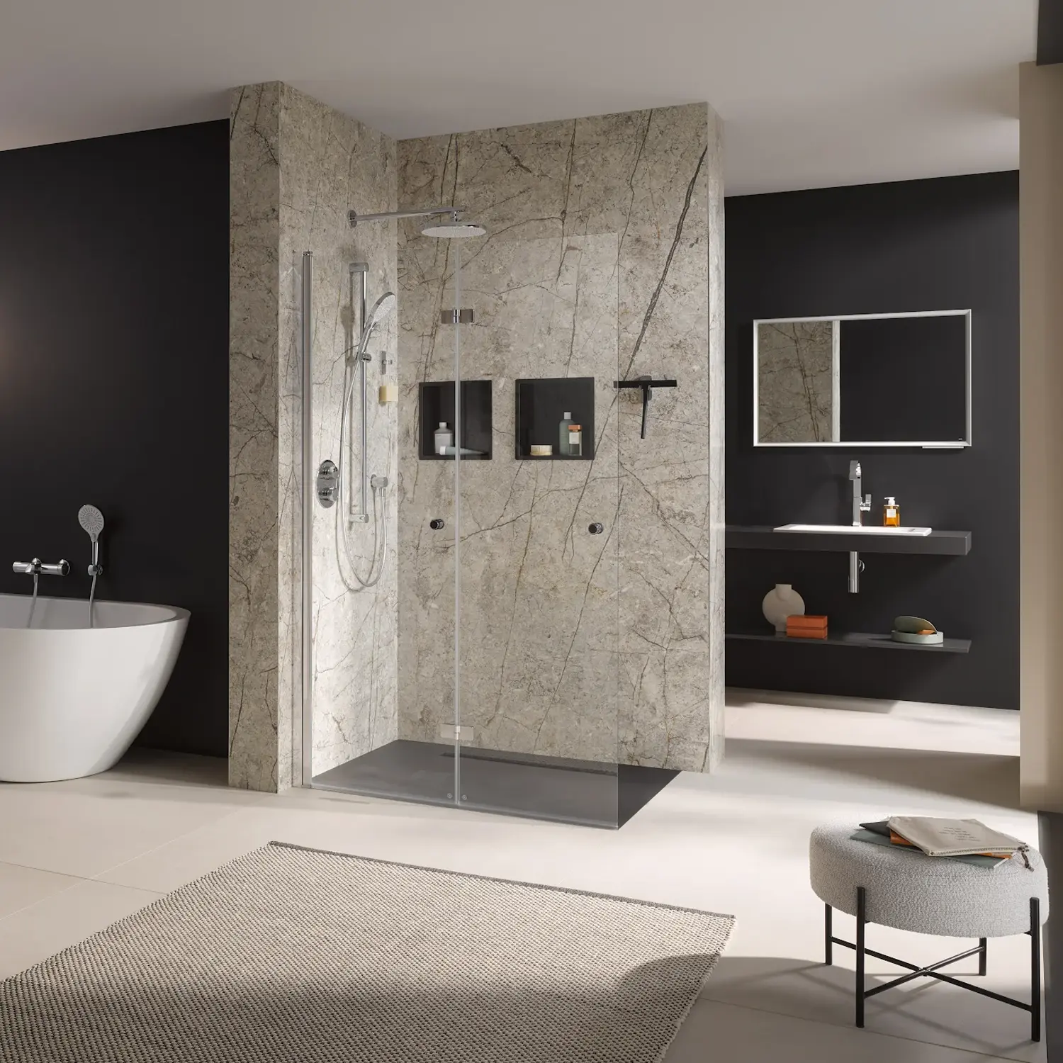 HSK RenoDeco Duschrückwand Samt Schwarz