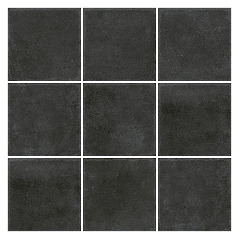 Landhaus Retro Wandfliese Block Black Matte 14,4 x 14,4 cm