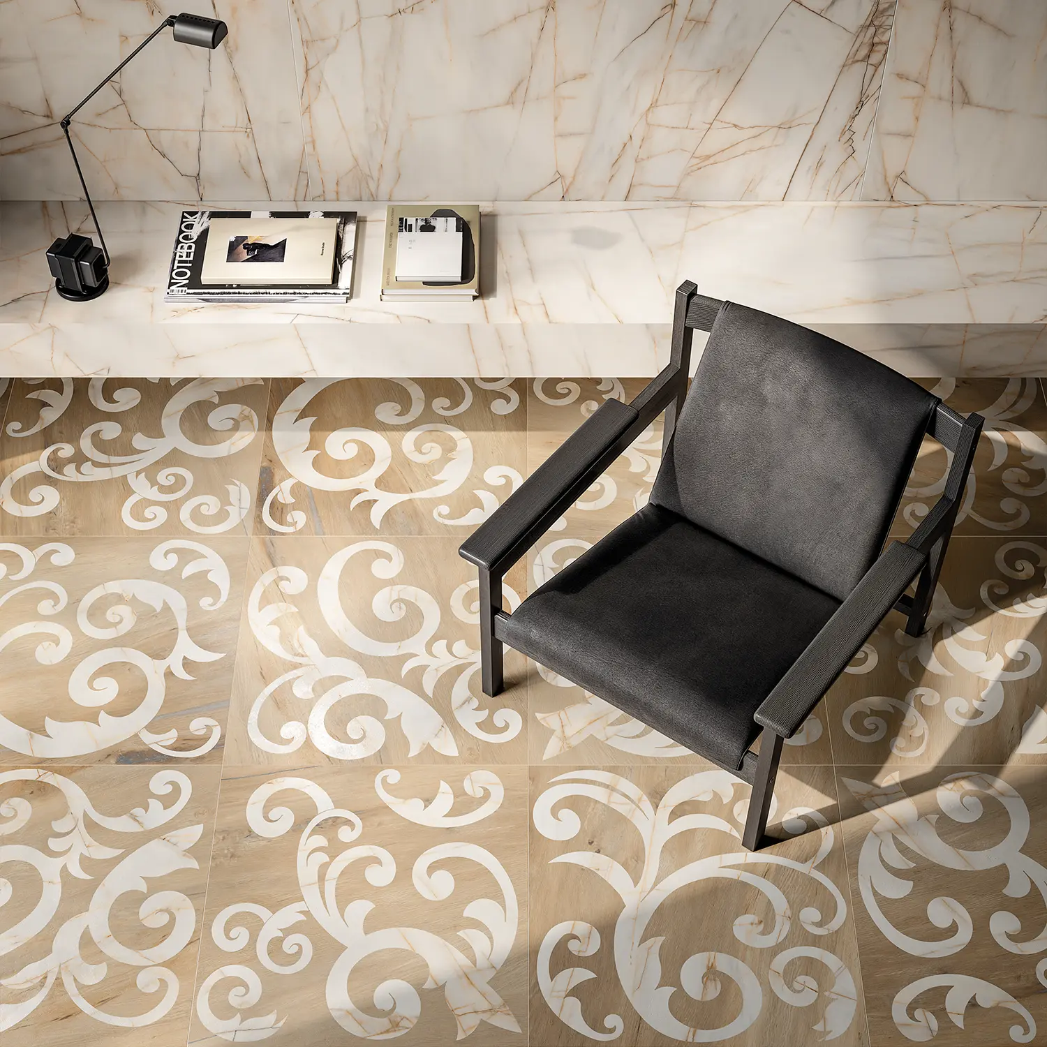 Marmoroptik Dekor Intarsio Mix Rosa Bellissimo 60 x 60 cm