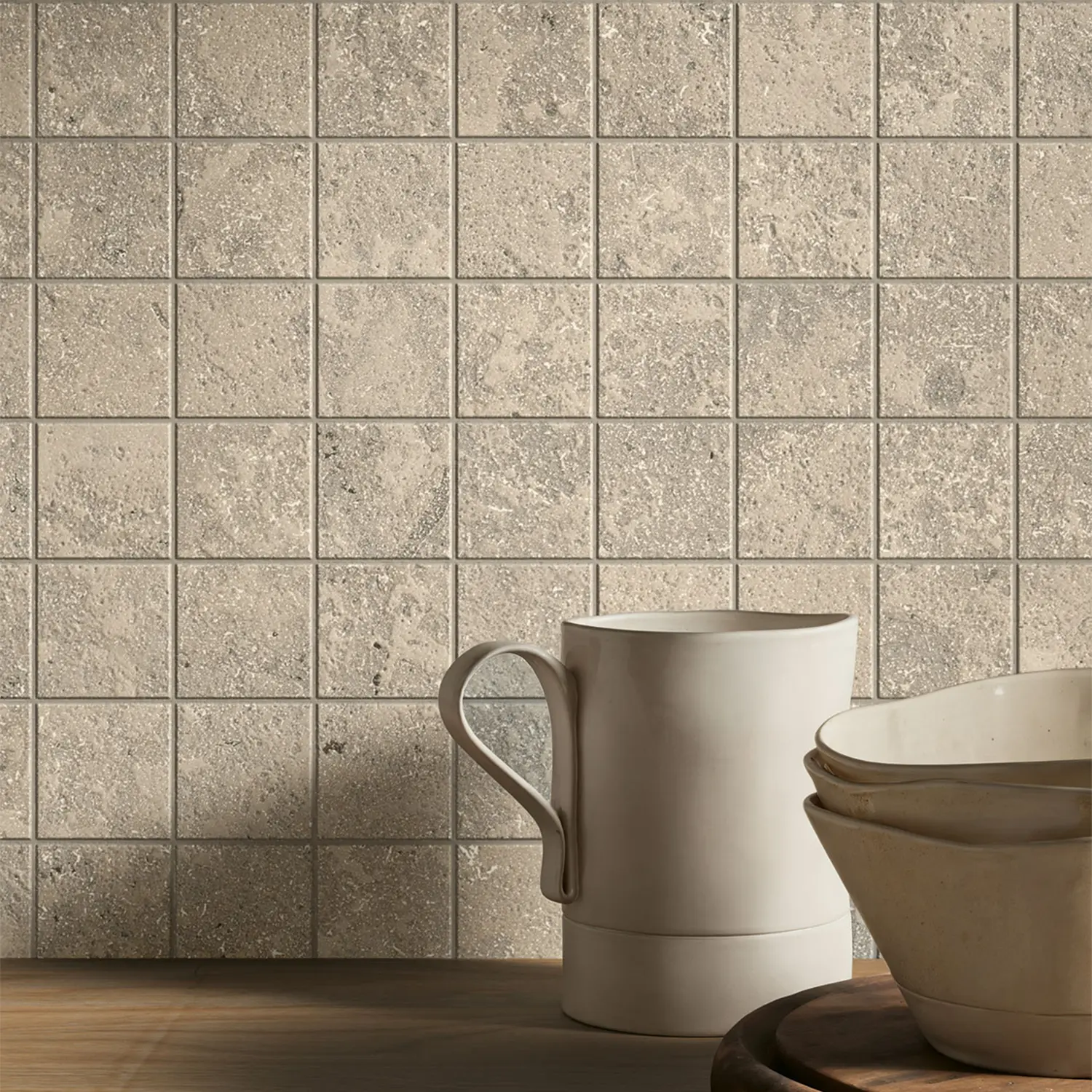 Steinoptik Mosaikfliesen Jurassic Bavaria Grigio 3D 5 x 5 cm