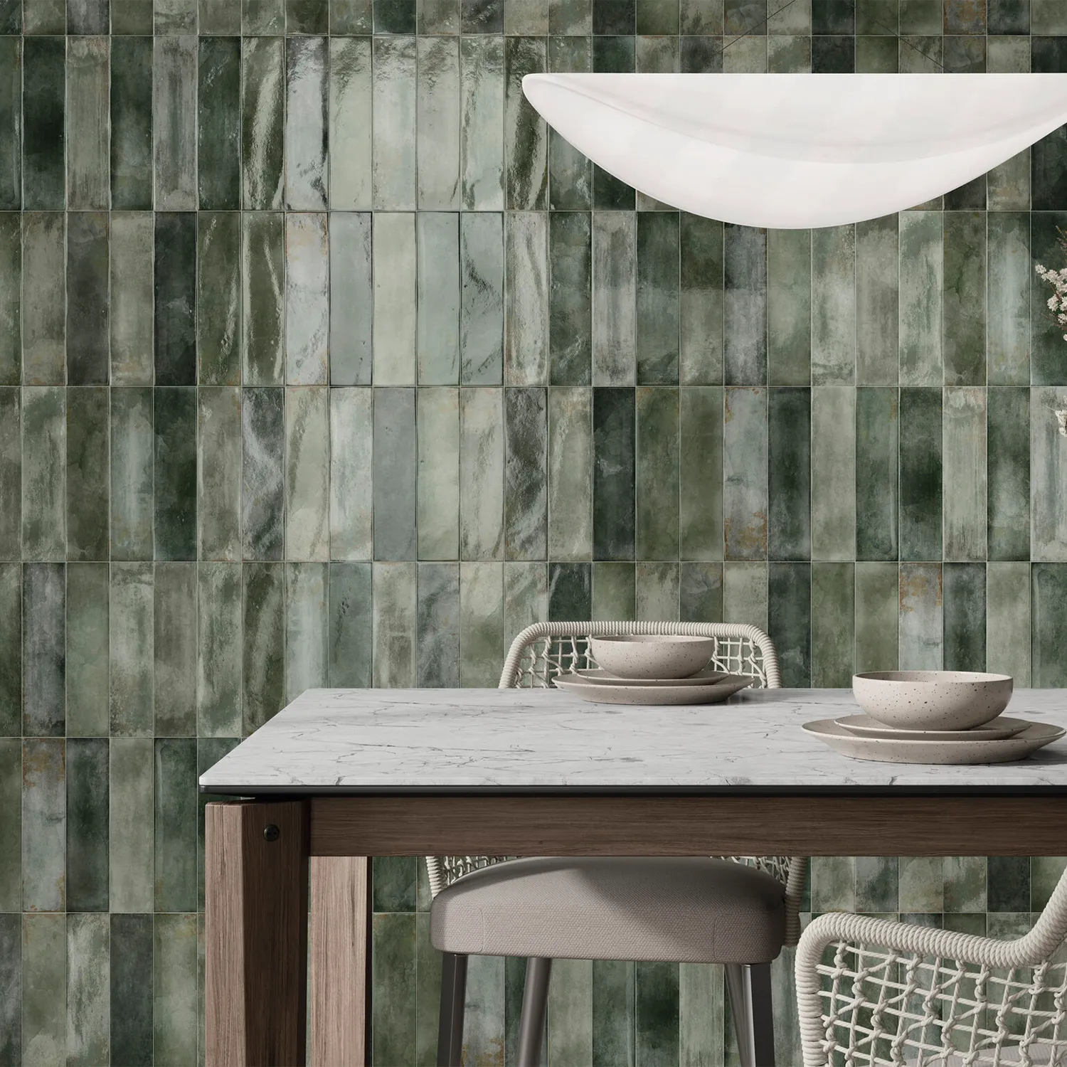 Wandfliese Brick Cambre Green 7,5 x 30 cm