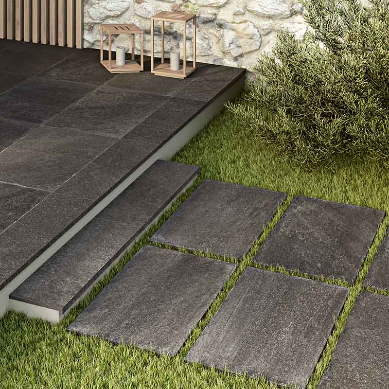 Steinoptik Terrassenplatte Quarzite Piombo 60 x 120 cm