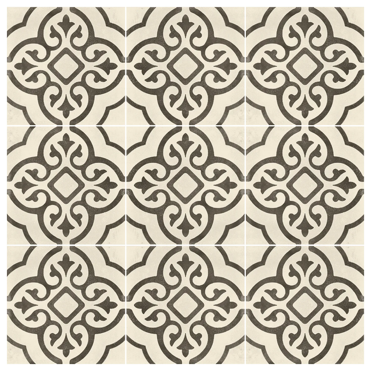 Jugendstil Fliese Design Evo Palazzo Ducale B&W Z 20 x 20 cm