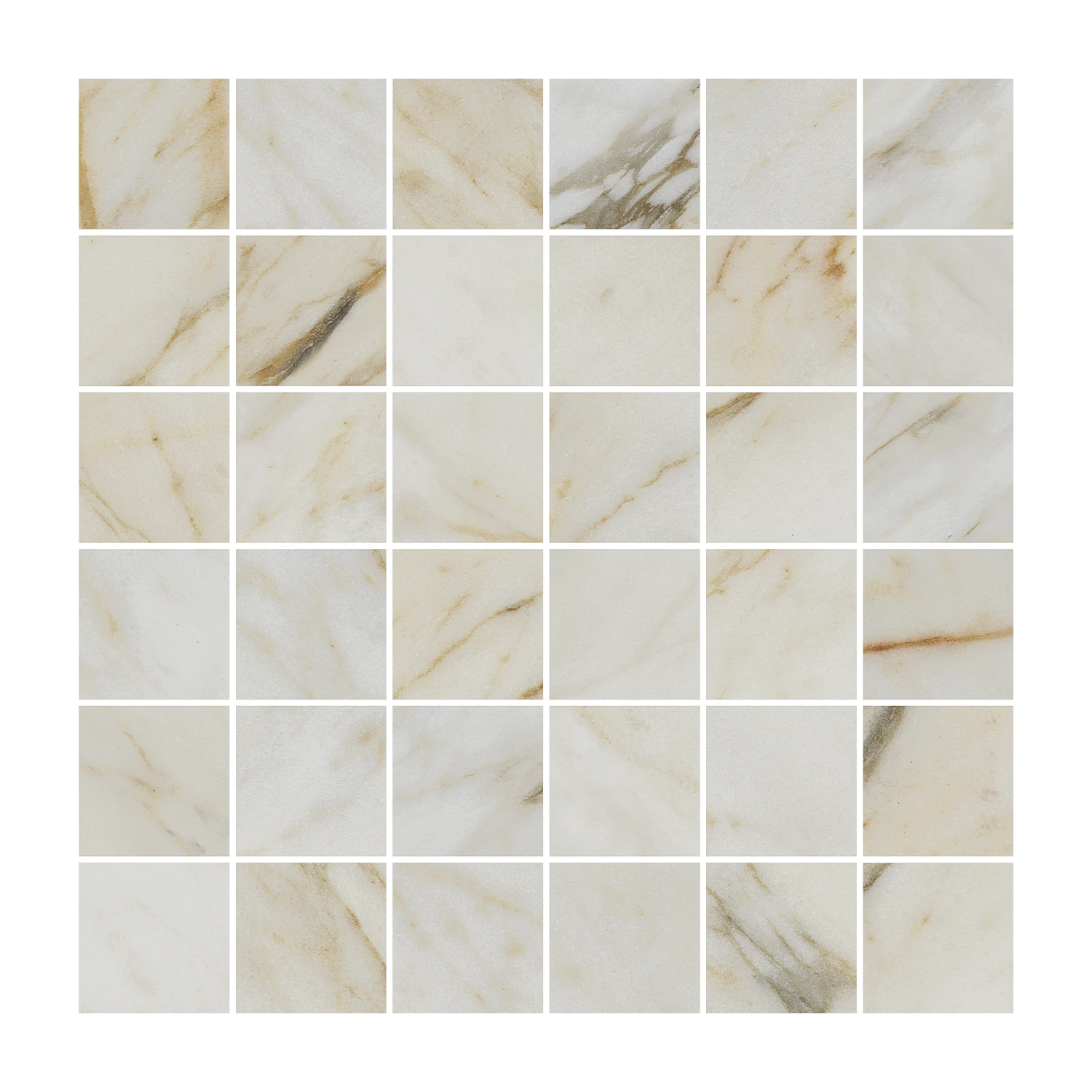 Marmoroptik Mosaikfliesen Calacatta Dorato 5 x 5 cm