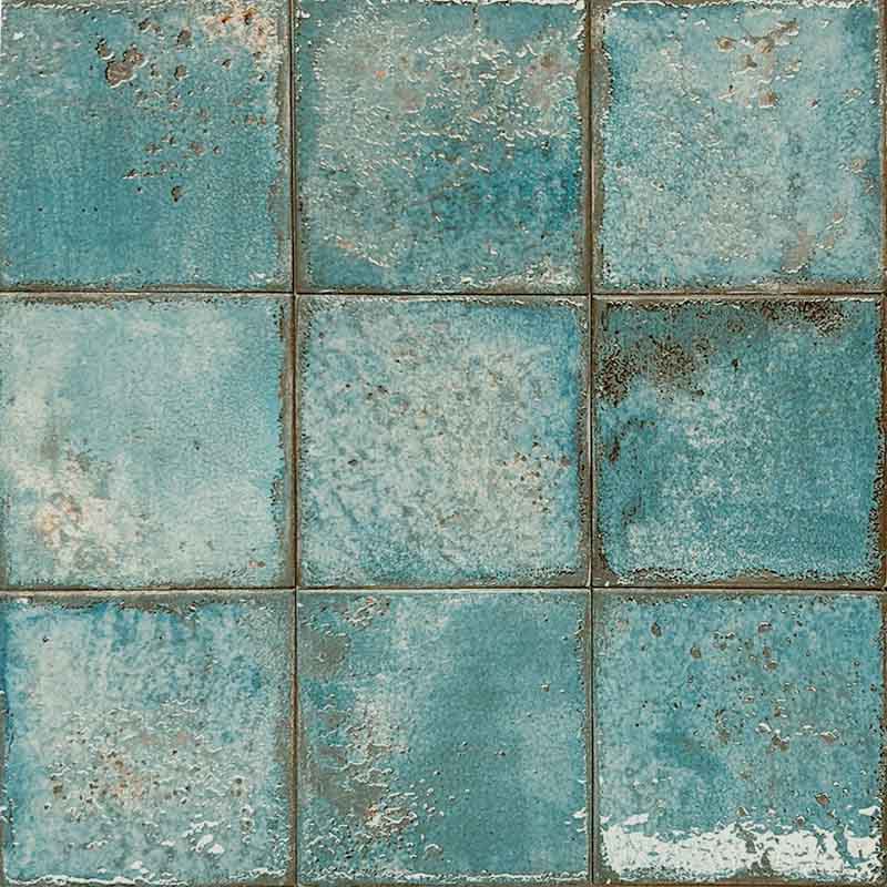 Rustikale Retro Landhaus Wandfliese Türkis 12 x 12 cm