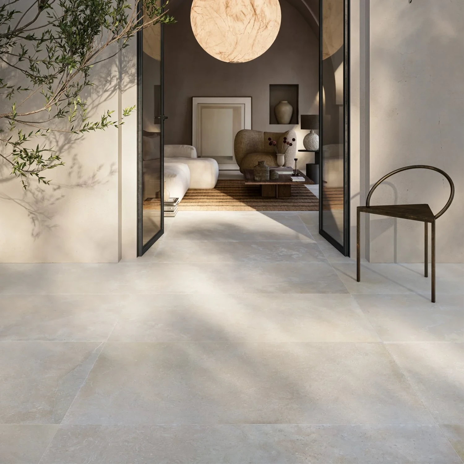 Steinoptik Terrassenplatte Saint Remy Avorio 60 x 120 cm