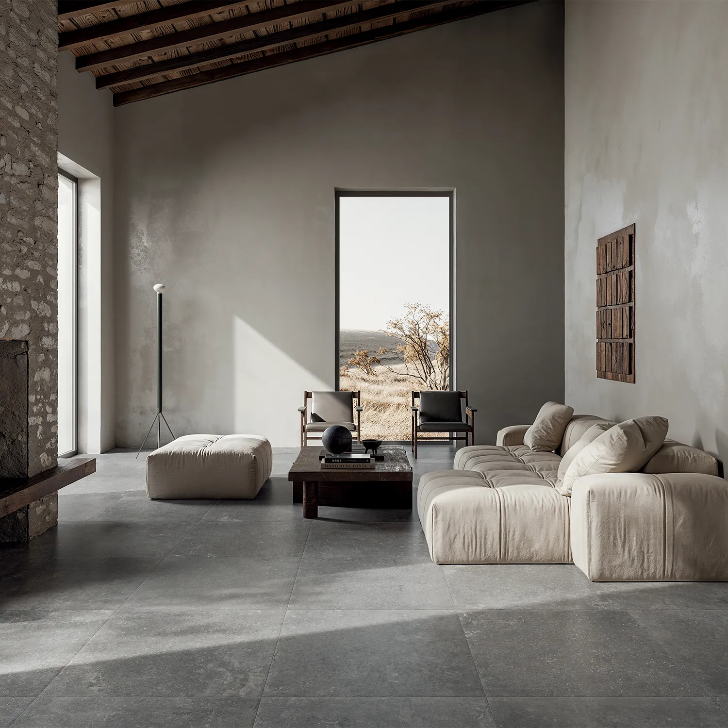 Rustikale Steinoptik Fliese Stone Pit Sky 80 x 80 cm