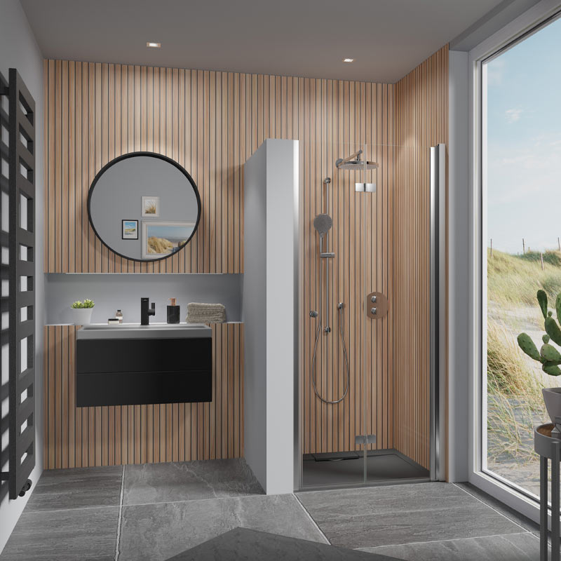 HSK Favorit Nova Drehfalttür in Nische pendelbar 75 cm