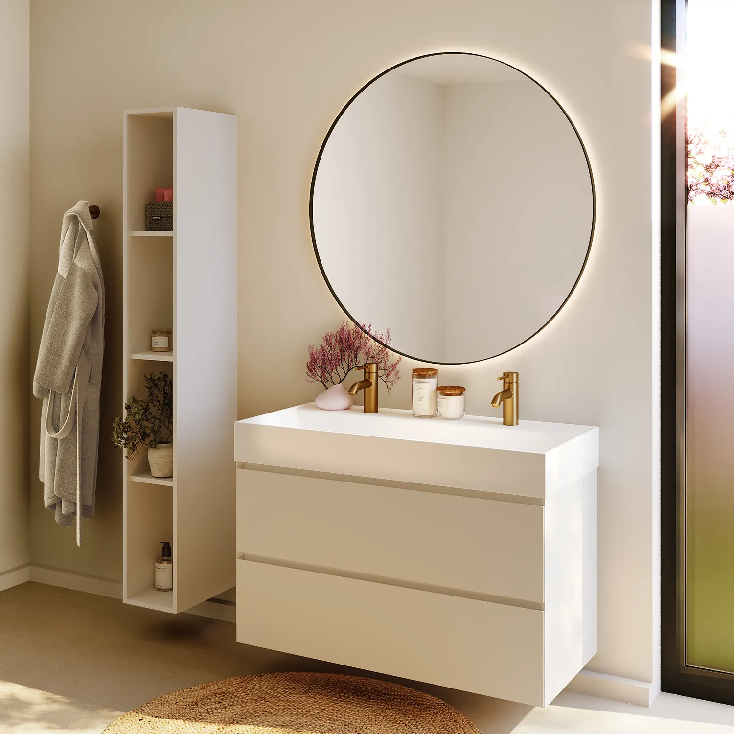 Riho Spring-Up Hochschrank Regal offen Weiß Matt
