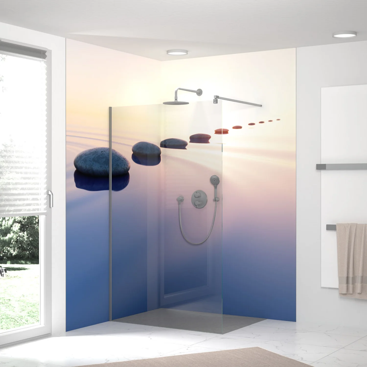 HSK RenoDeco Fotodruck Duschrückwand Zen-Steine 48