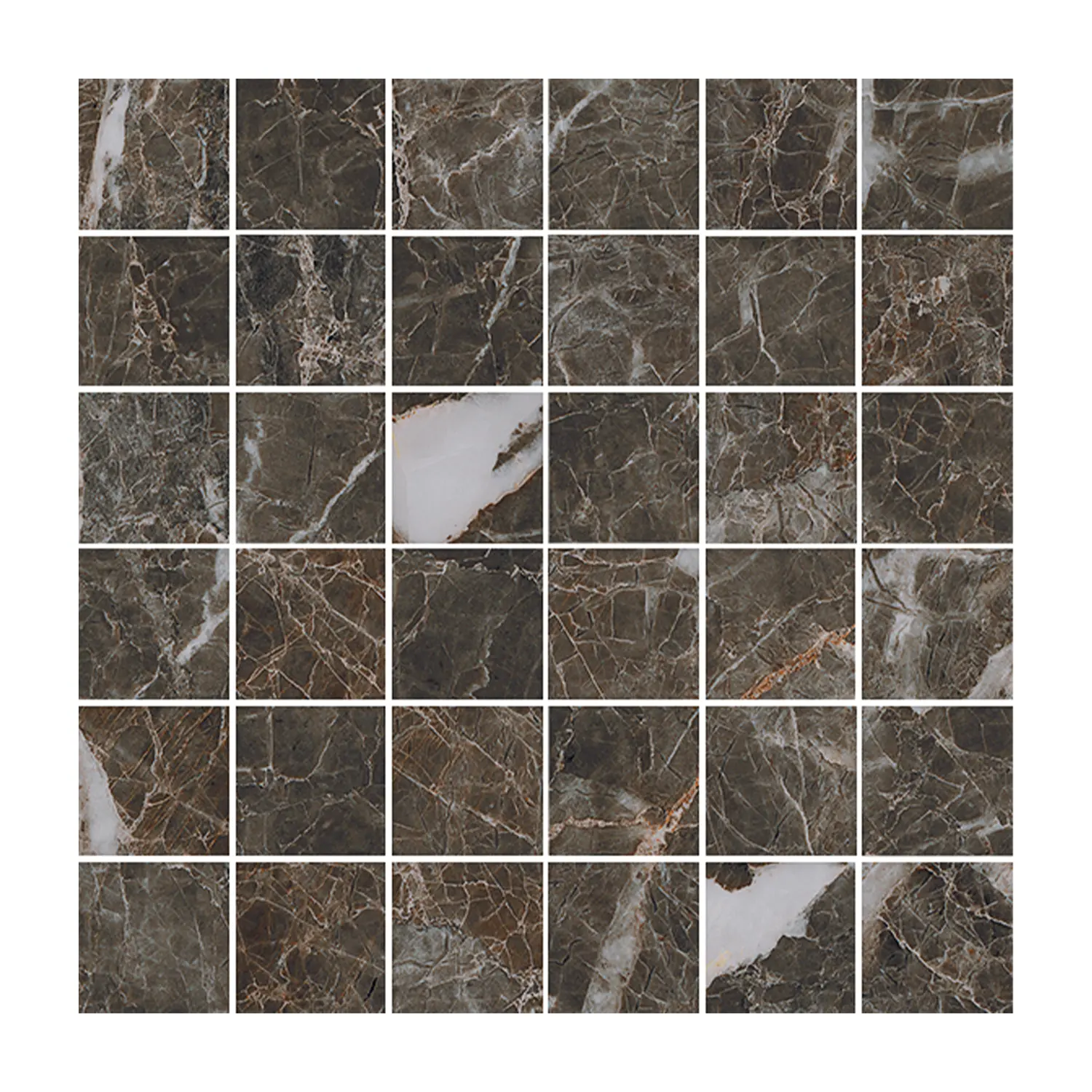 Marmoroptik Mosaikfliesen St Laurent Tabacco 5 x 5 cm