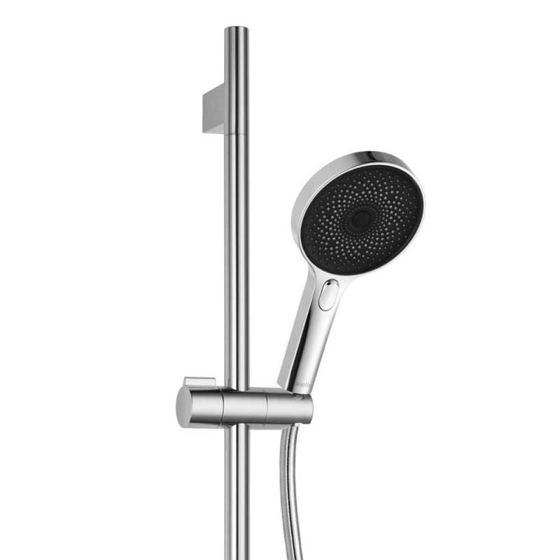 Design Brausegarnitur 70 cm Rund Chrom Schwarz