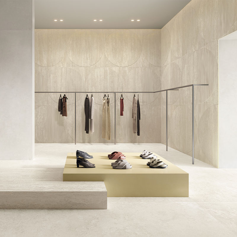 Travertin Optik Fliese Bianco Cross Cut 60 x 120 cm