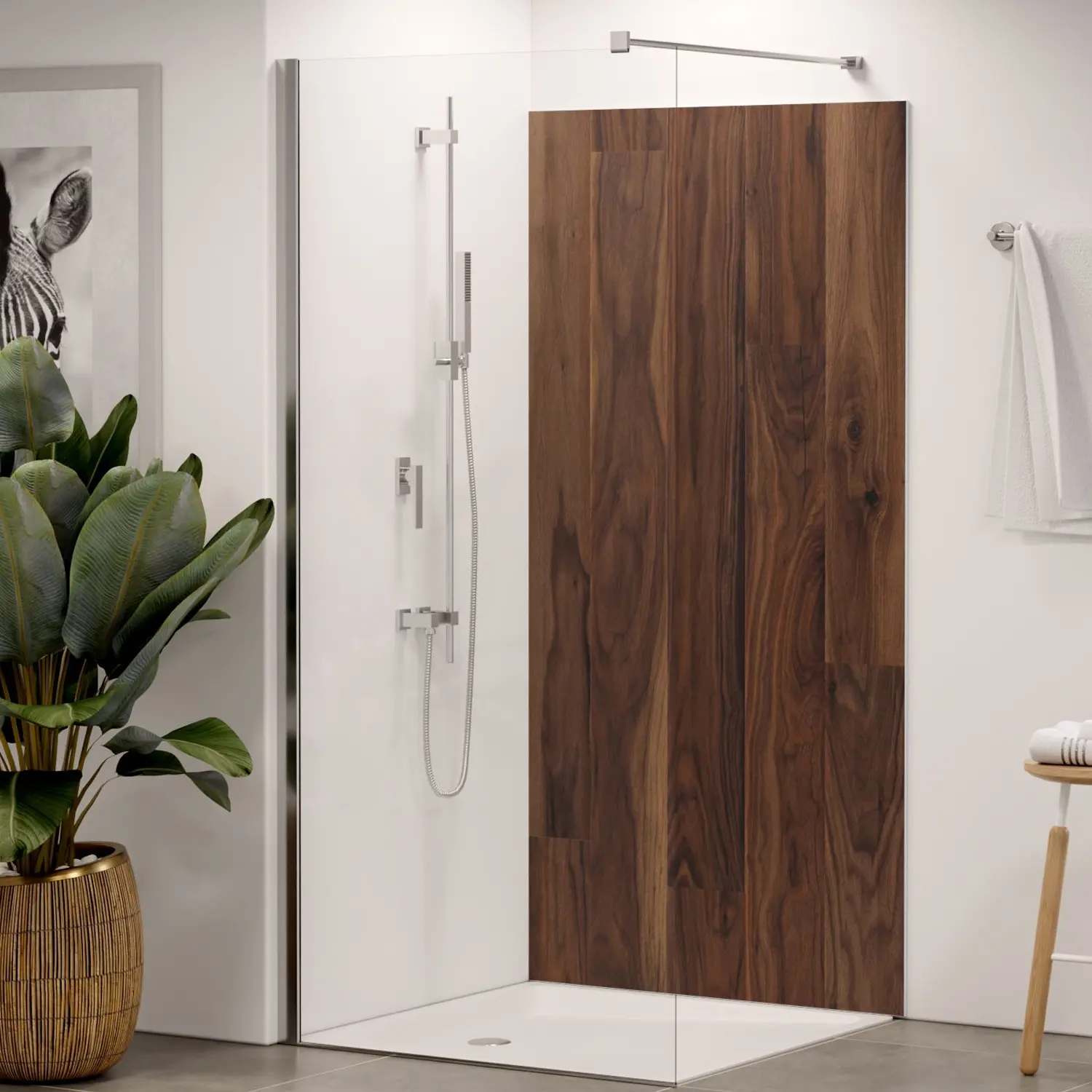 Duschrückwand Holzdekor Eiche dunkel