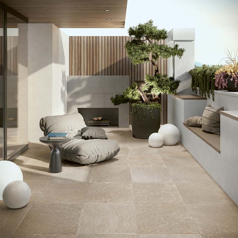 Steinoptik Bodenfliese Quarzite Beige R11 60 x 60 cm