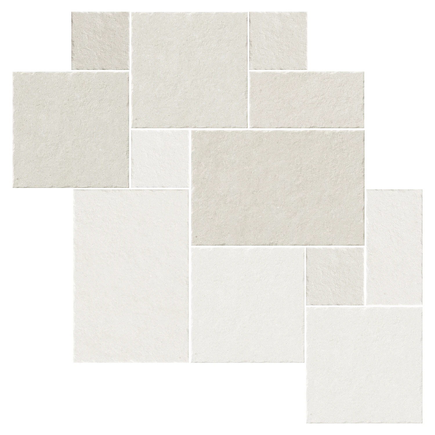 Steinoptik Fliese Sedimenti White Tumbled Römischer Verband