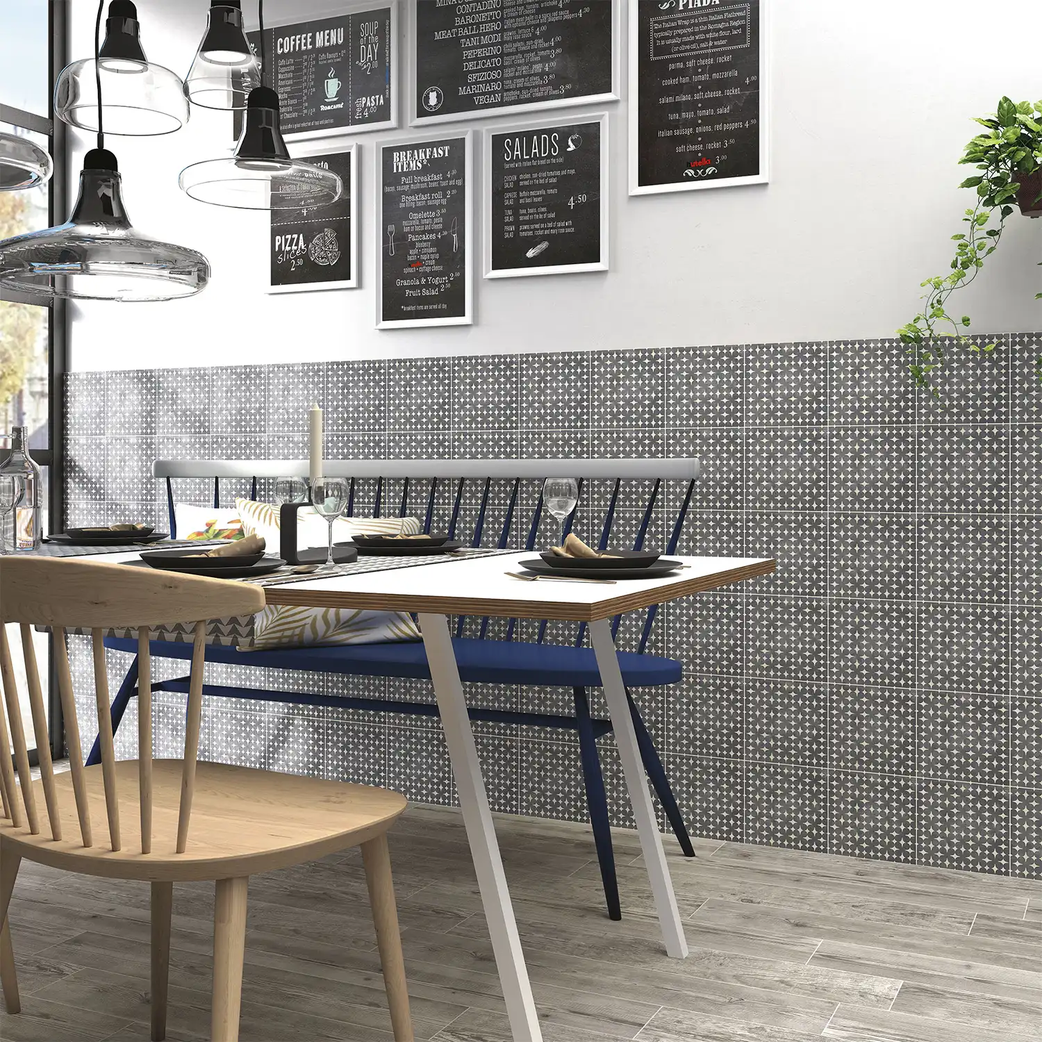 Jugendstil Fliese Design Evo Ciano B 20 x 20 cm