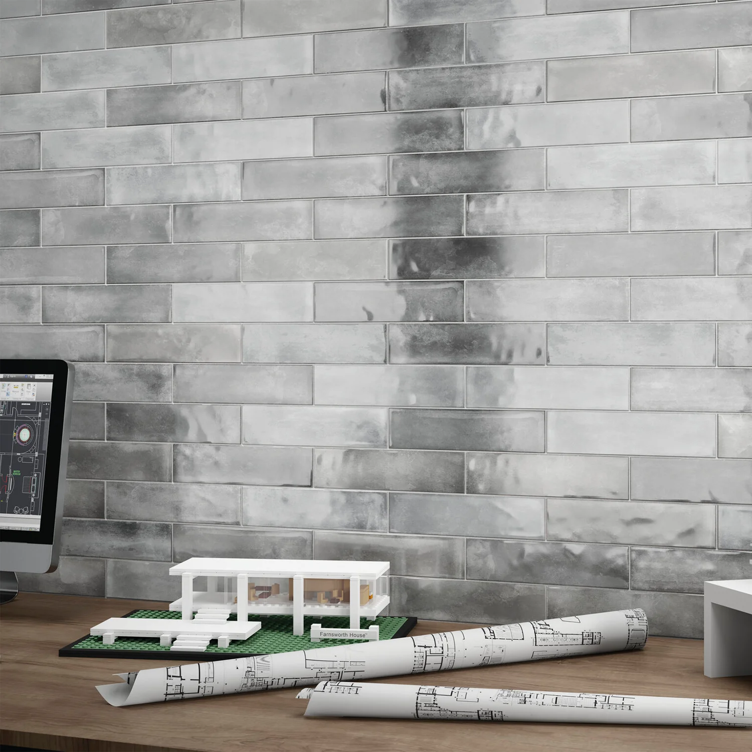 Wandfliese Brick Cambre Grey 7,5 x 30 cm