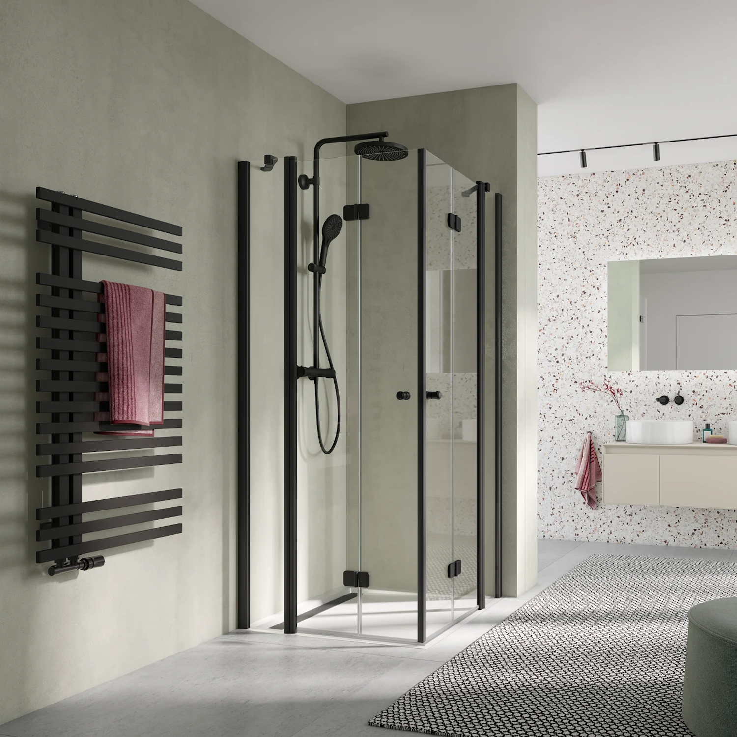 HSK RenoDeco Duschrückwand Betonoptik Oliv