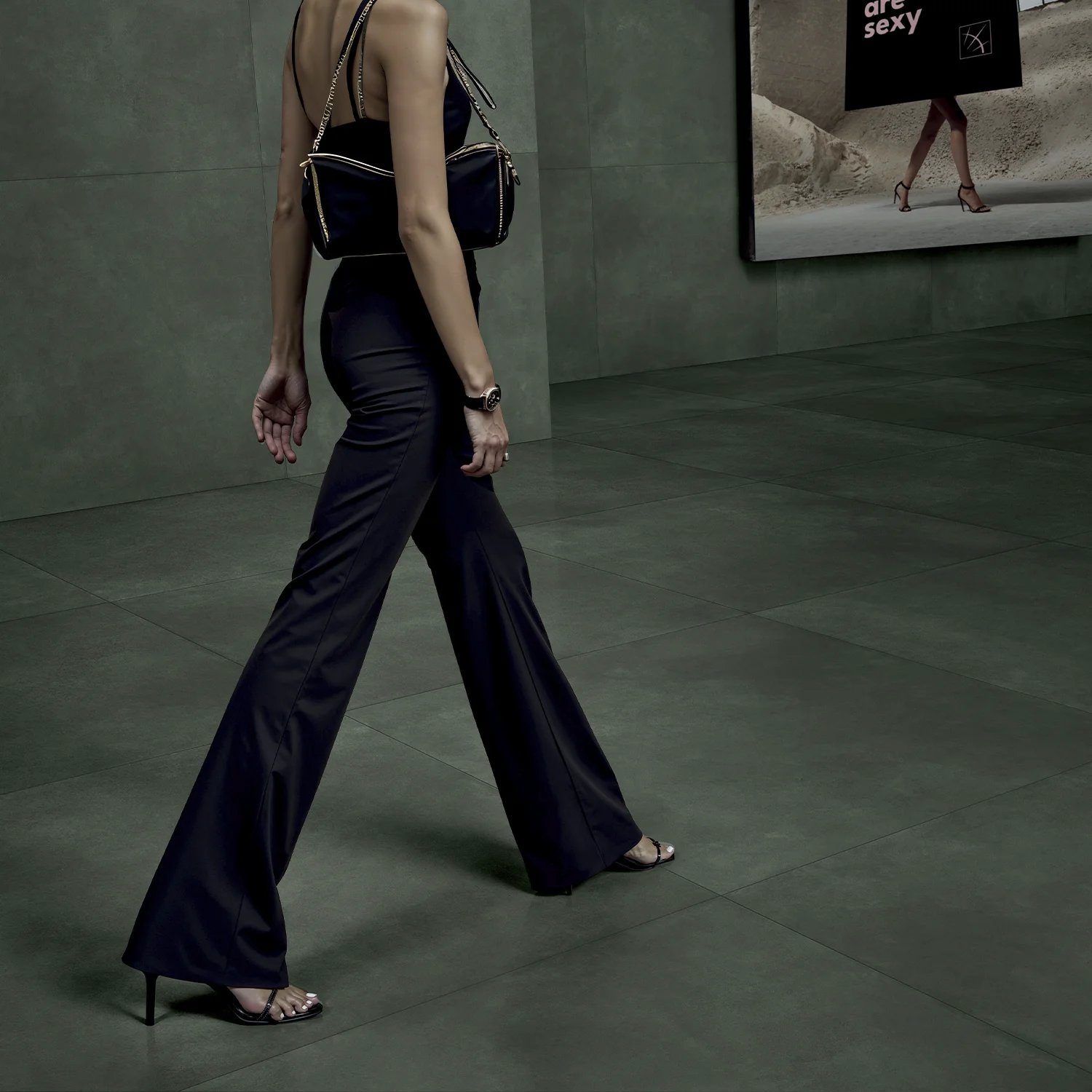 Zementoptik Fliese Infinita Oliva 120 x 120 cm