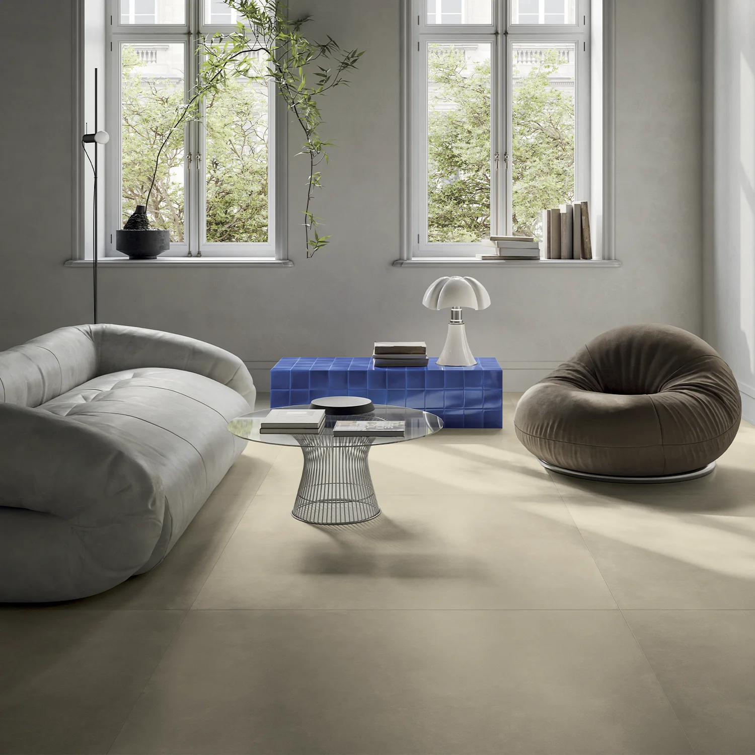 Zementoptik Fliese Infinita Champagne 120 x 120 cm