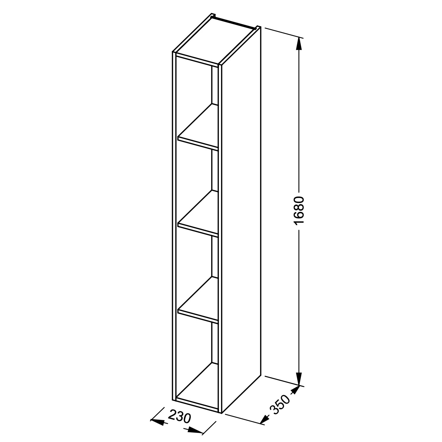 Riho Spring-Up Hochschrank Regal offen Weiß Matt