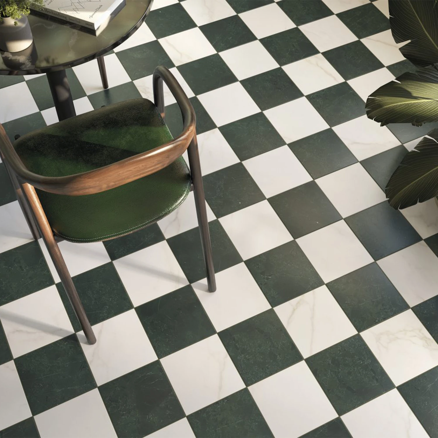 Schachbrett Fliese Chess Green Grün 20 x 20 cm
