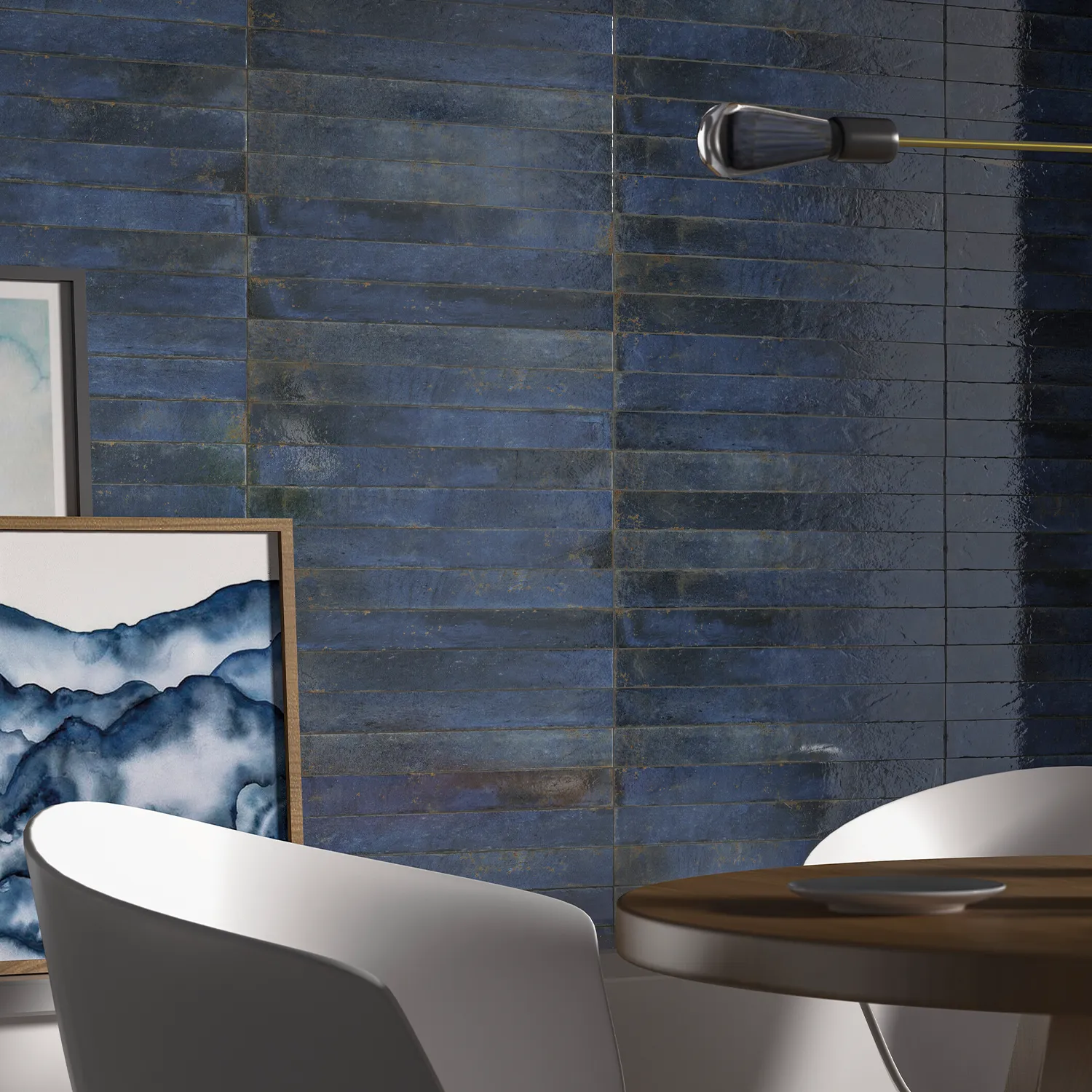 Wandfliese Brick Genesi Blue 4,8 x 45 cm