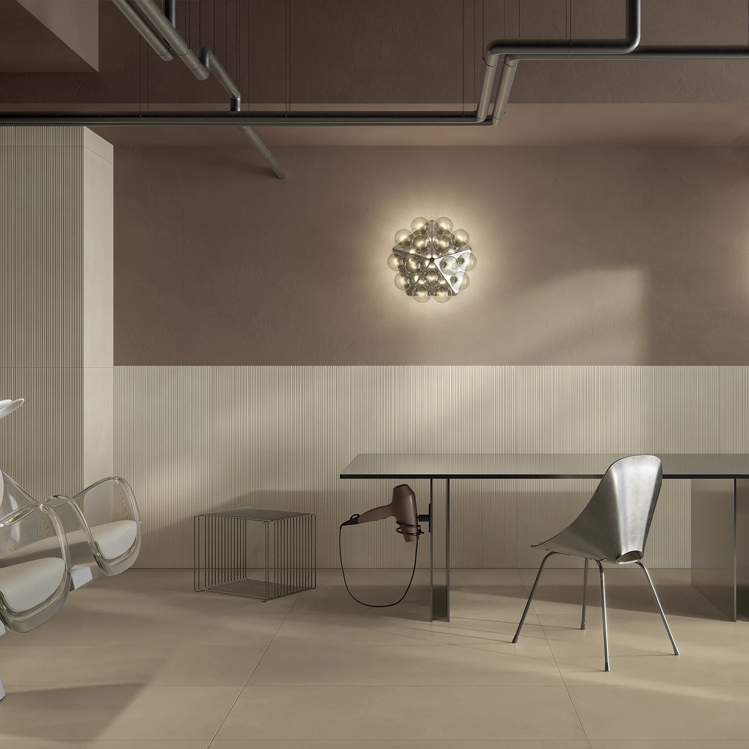 Zementoptik Dekor Rigato Infinito Panna 60 x 120 cm