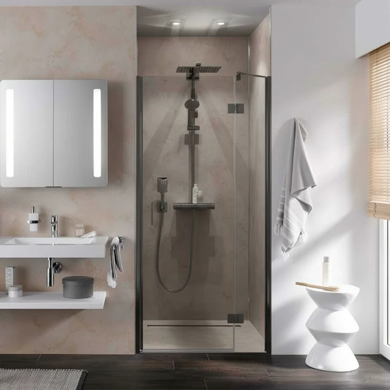 HSK Aperto Pro Drehtür pendelbar an Nebenteil in Nische