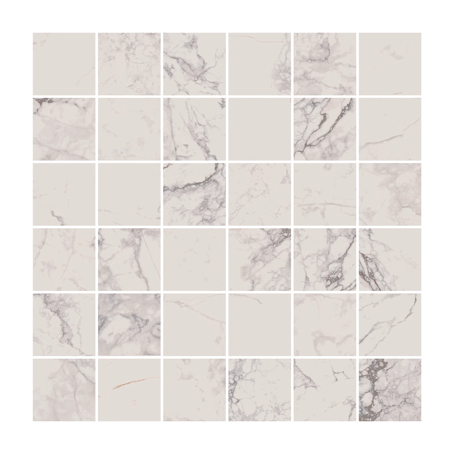 Marmoroptik Mosaikfliesen Bianco Camouflage 5 x 5 cm