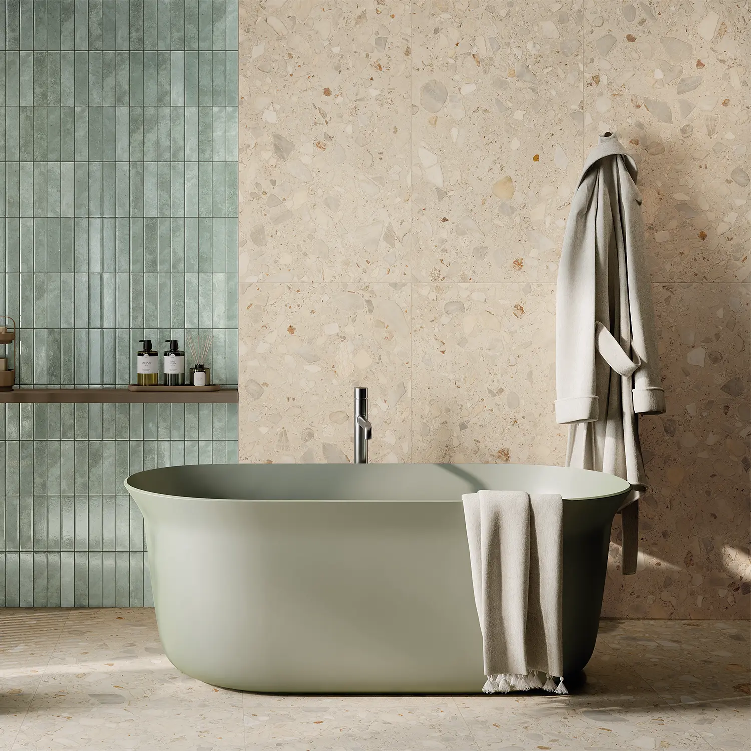 Terrazzo Fliese Shell Beige 60 x 120 cm