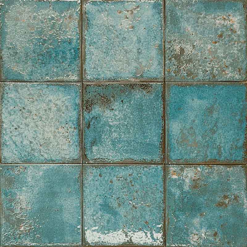 Rustikale Retro Landhaus Wandfliese Türkis 12 x 12 cm