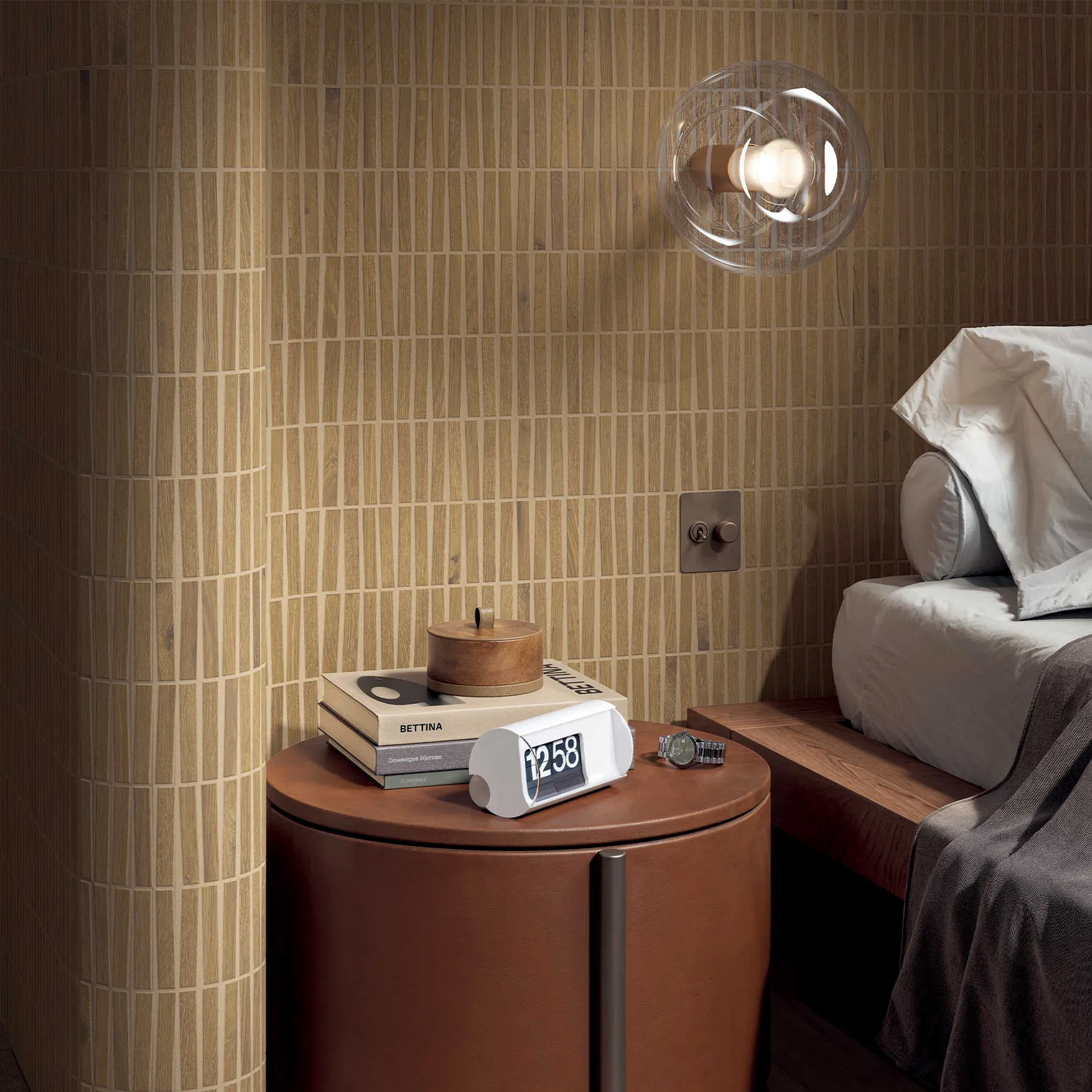 Holzoptik Mosaikfliesen Cercom Bark Mosaico Stick Walnut