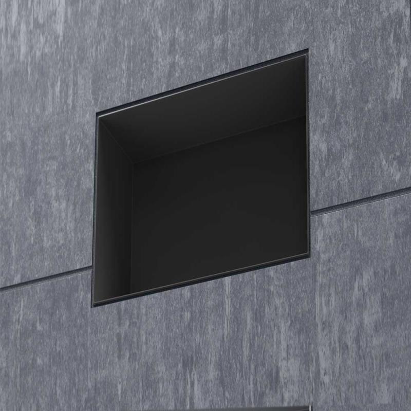Duschnische 30 x 30 cm Schwarz Matt Wandnische Duschablage