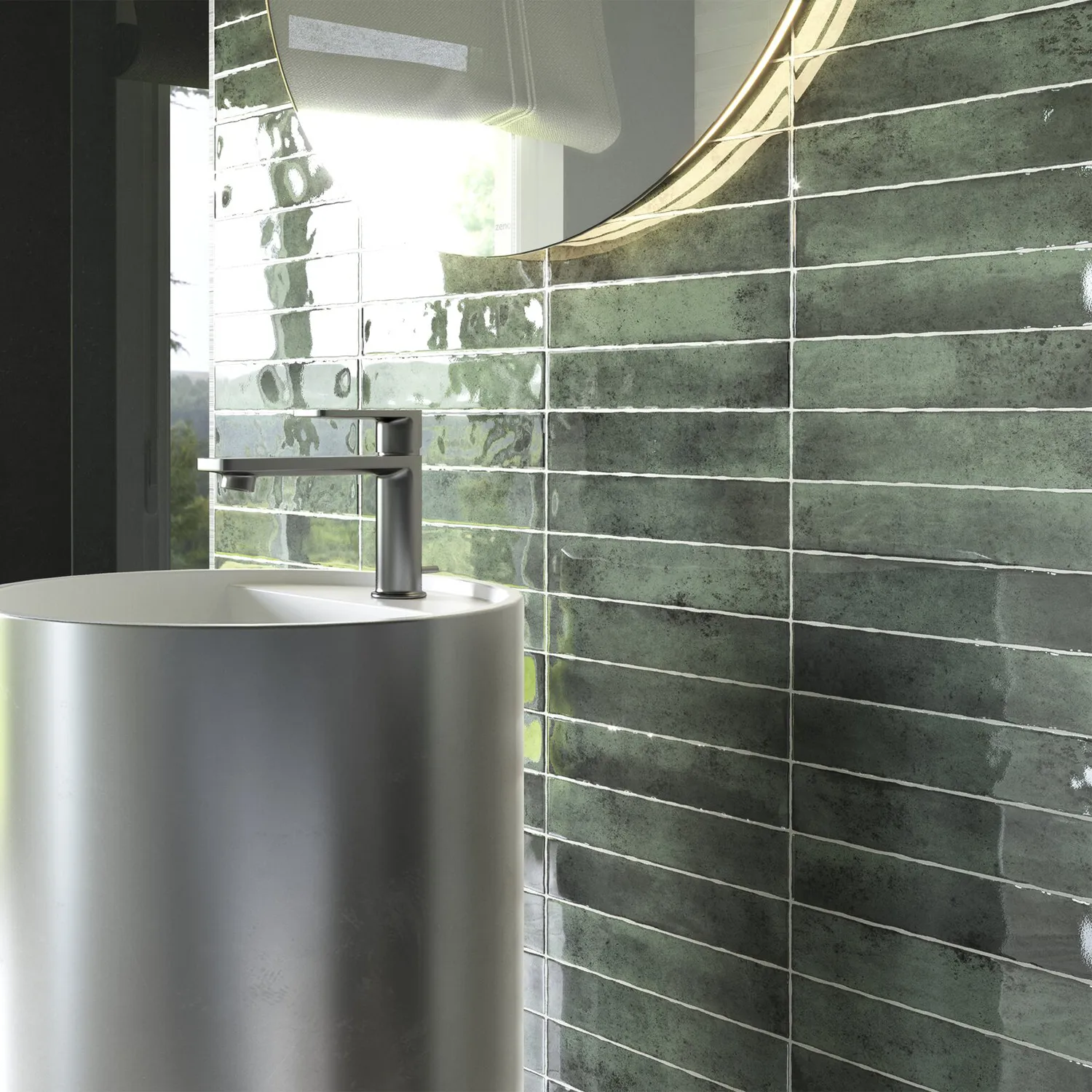 Wandfliese Brick Kalon Green 5 x 25 cm